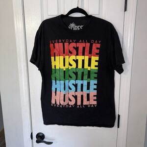 Vibes All Day Every Day Hustle Black T-Shirt Size Large